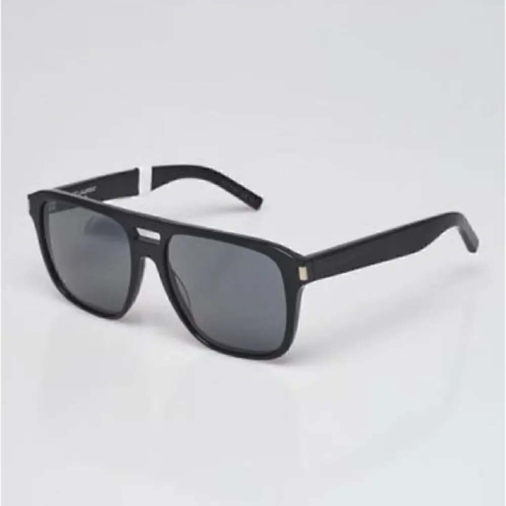 Yves Saint Laurent SL 87 Rectangular Unisex Sunglasses in Black/Grey